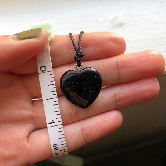 Black Onyx 🖤 Small Heart Pendant Necklace/Choker - Picture 3 of 5